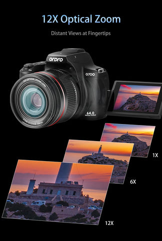 Ordro G700 4K Digital Camera – 12x Optical Zoom Camcorder for Photography & Vlogging