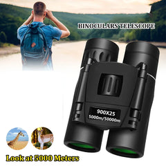 900x HD Long-Range Binoculars – Compact Folding Mini Telescope with BAK4 Prism & FMC Optics (Black)