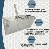 Premium Stainless Steel Sand Flea Rake & Beach Sand Scoop – 16" Wide, Anti-Rust, Ergonomic Design for Treasure Hunting & Metal Detecting