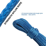 15M Synthetic Winch Rope – 10,000LBS Recovery Cable (5mm) for 4WD, ATV, SUV, Truck, Boat