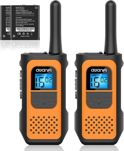 AWANFI Rechargeable Walkie Talkies (2/3/4-Pack) – Long Range 2-Way Radios with 16 Channels, VOX, USB-C Charging – Ideal for Kids & Adults, Outdoor Camping & Hiking