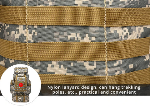 Rilibegan 70L Tactical Hiking Backpack – Camouflage, Waterproof