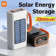 Xiaomi 200000mAh Solar Power Bank – High-Capacity External Battery with Built-in Cables & LED Light