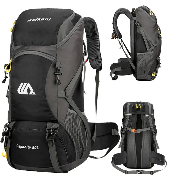 50L Waterproof Hiking Backpack – Large Travel Rucksack with Shoe Compartment