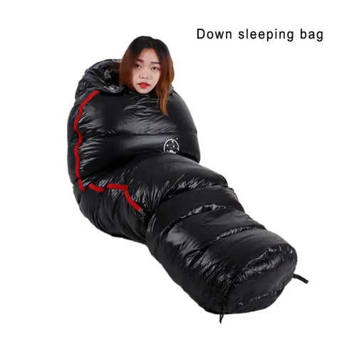BLACKSNOW White Goose Down Mummy Sleeping Bag – Ultra-Warm, Lightweight, Winter-Ready (4 Thickness Options)