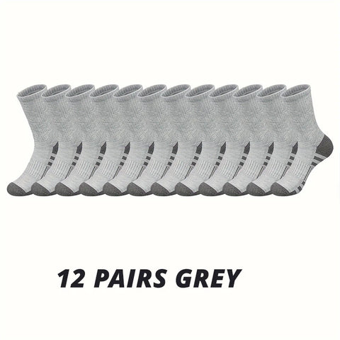 6 or 12 Pairs Men's Outdoor Crew Socks – Breathable, Durable, and Comfortable Fit