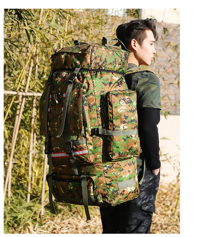 130L Waterproof Hiking Backpack – Heavy-Duty Outdoor Rucksack with Reflective Safety Strips & Molle System