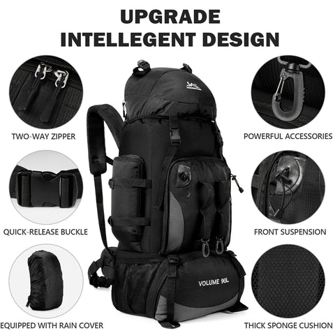 90L Waterproof Hiking & Camping Backpack – Large Capacity Outdoor Trekking Bag