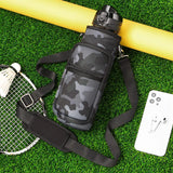 32 oz Motivational Water Bottle with Sleeve – Leakproof BPA-Free Bottle with Straw, Time Marker & Adjustable Strap Carrier (1L)