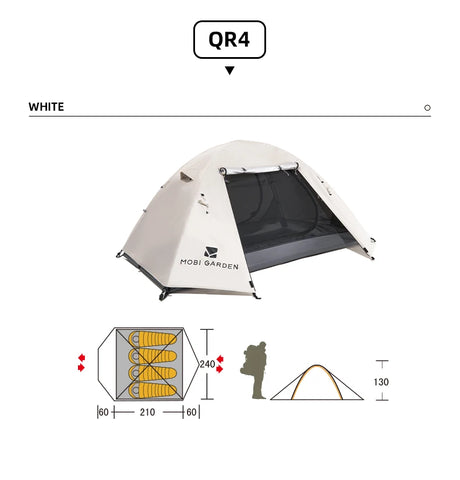 Mobi Garden 3–4 Person Waterproof Camping Tent – Double-Layer, UV & Rain Protection, Lightweight Trekking Shelter