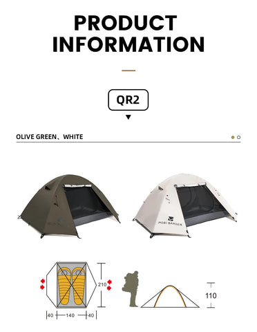 Mobi Garden 3–4 Person Waterproof Camping Tent – Double-Layer, UV & Rain Protection, Lightweight Trekking Shelter