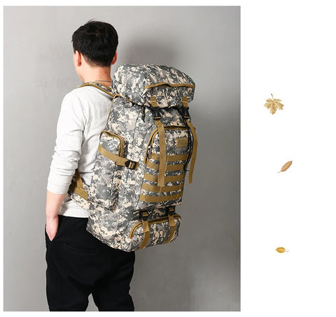 Rilibegan 70L Tactical Hiking Backpack – Camouflage, Waterproof