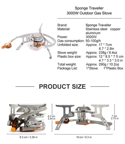 Camping Gas Stove – Portable Folding Outdoor Backpacking Stove (3500W)