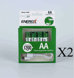 TDRFORCE AA/AAA 1.5V USB Rechargeable Lithium Batteries – 2600mWh/750mWh (4-Pack, CE Certified)