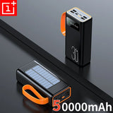 ONEPLUS 200,000mAh Solar Power Bank – Built-in Cables, LED Light, Fast Charging, High-Capacity External Battery