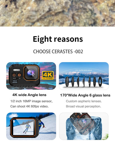 4K60FPS Waterproof Action Camera with Remote Control – Wide-Angle Sport Cam for Outdoor Adventures, Diving & Cycling