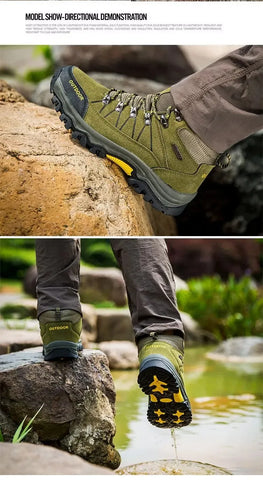 Men’s Waterproof High-Top Hiking & Climbing Shoes – Anti-Slip, Breathable Outdoor Footwear