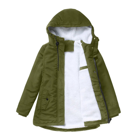 Women's Warm Hooded Parka – Thick Plush Mid-Length Winter Coat (S–5XL)