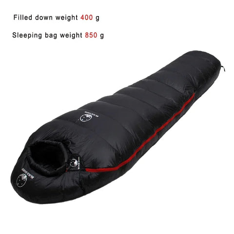 BLACKSNOW White Goose Down Mummy Sleeping Bag – Ultra-Warm, Lightweight, Winter-Ready (4 Thickness Options)