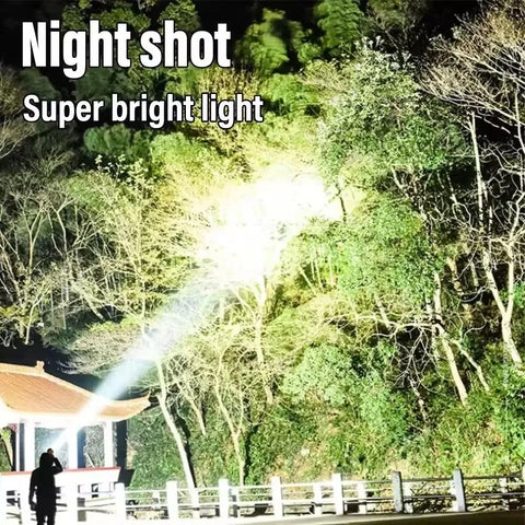 Powerful LED Flashlight – USB + Solar Rechargeable Camping Torch & Power Bank