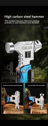 Multifunctional Folding Hammer Tool – 12-in-1 Outdoor Survival & Emergency Gear