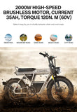 Coswheel CT20S 2000W Electric Dirt Bike – 60V 27.5Ah Fat Tire Ebike for Adults (20" Off-Road Tires, 161km Range)
