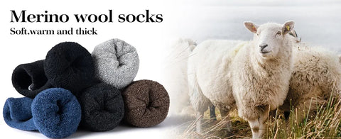 5 Pairs Men’s Merino Wool Hiking Socks – Warm, Moisture-Wicking Winter Crew Socks for Outdoor & Casual Wear (US Size 7–13)