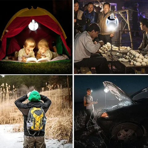 Solar Folding LED Camping Lantern – USB Rechargeable Emergency Light with 5 Modes & Hook (2400mAh, Waterproof, Remote Optional)