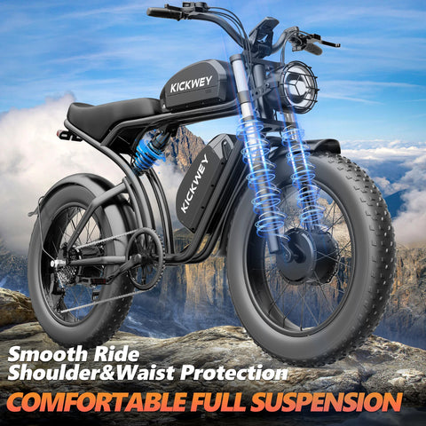 Kickwey K7 1500W Fat Tire Electric Bike – 48V 23Ah Lithium, 46km/h Mountain E-Bike for Adults