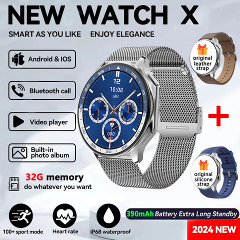 OPPO Watch X Smartwatch – 1.43" AMOLED Display, 4GB MP4/MP3 Player, Bluetooth 5.3, Multi-Sport & Health Tracking, IP68 Waterproof