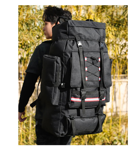 130L Waterproof Hiking Backpack – Heavy-Duty Outdoor Rucksack with Reflective Safety Strips & Molle System