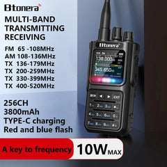 BTONERA BT-8000 Full-Band Ham Radio – 256CH Dual PTT Two-Way Radio with Airband, NOAA, Marine, and Scrambler