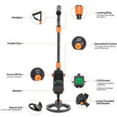 MD-1008A Kids Metal Detector – Lightweight Treasure Finder with LCD Display & Waterproof Coil