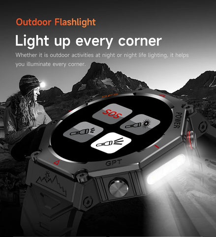 LIGE 2025 GPS Smartwatch for Men – Outdoor Sport Watch with AI Assistant, Compass, Altimeter, Barometer, and 3ATM Waterproof Protection