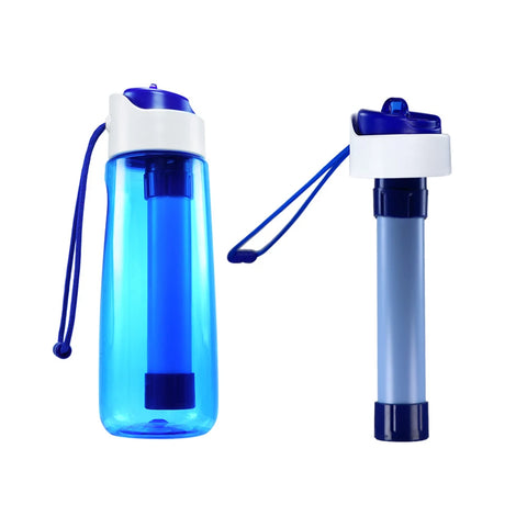 750ml Portable Water Filter Bottle – Outdoor Survival Straw Cup with 0.01 Micron Filtration | Emergency Purifier for Camping & Hiking
