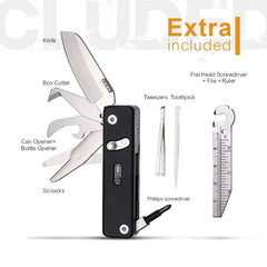 ROXON S504G Mini Folding Multi-Tool Knife with Scissors – Interchangeable, Locking Blade for Outdoor & Camping