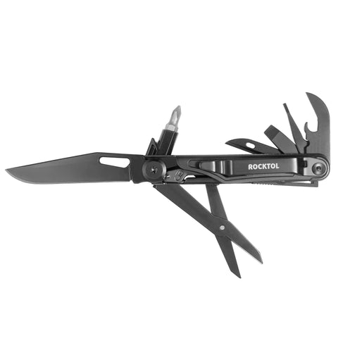 ROCKTOL ST02 12-in-1 Folding Multitool Pocket Knife – Titanium-Plated Handle, Stainless Steel Blade