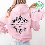 Women's Mountain Graphic Hoodie – Fleece-Lined Pullover for Hiking & Outdoor Adventure