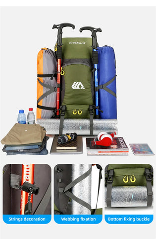 50L Waterproof Hiking Backpack – Large Travel Rucksack with Shoe Compartment