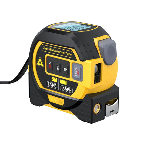 3-in-1 Digital Laser Rangefinder with 5M Tape Measure & LCD Display – 40m/60m Distance Measuring Tool