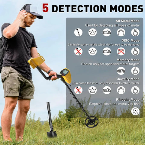 TC-220 Portable Metal Detector – 5 Detection Modes, Smart LCD, Deep Scan Precision