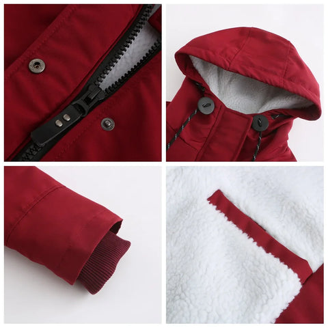 Women's Warm Hooded Parka – Thick Plush Mid-Length Winter Coat (S–5XL)