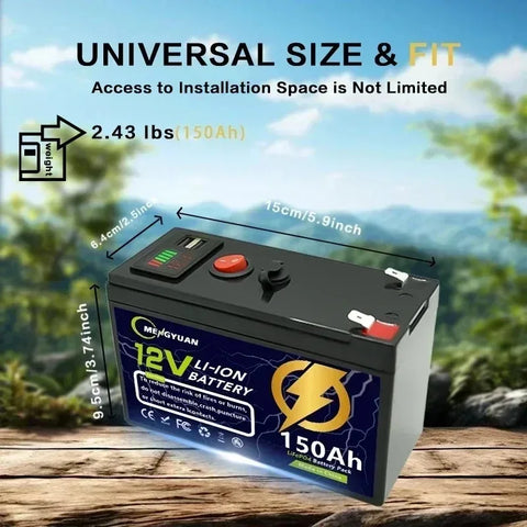 12V 80–150Ah LiFePO4 Deep Cycle Lithium Battery – Built-in BMS, 4000+ Cycles