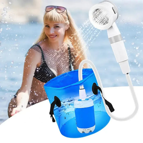 Rechargeable Portable Outdoor Camping Shower – Electric Pump with Digital Display & Accessories (4000mAh Battery)