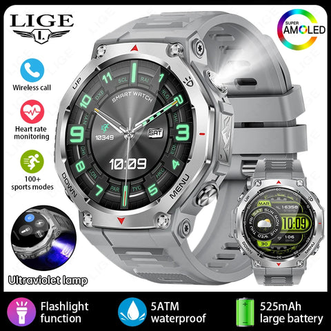 LIGE 2025 KT85 Outdoor Smartwatch – 1.43" AMOLED Display, Long Battery Life, Fitness & Health Tracker for Men
