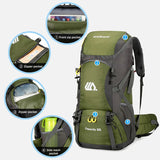 50L Waterproof Hiking Backpack – Large Travel Rucksack with Shoe Compartment