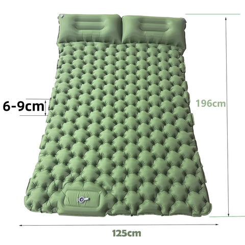 Double Camping Air Mattress with Built-In Pillows – Ultralight Inflatable Sleeping Pad for 2 – Waterproof, Compact & Durable