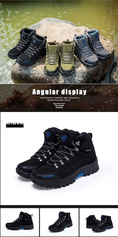 Men’s Waterproof High-Top Hiking & Climbing Shoes – Anti-Slip, Breathable Outdoor Footwear