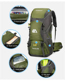 50L Waterproof Hiking Backpack – Large Travel Rucksack with Shoe Compartment