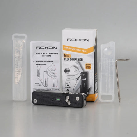 ROXON S504G Mini Folding Multi-Tool Knife with Scissors – Interchangeable, Locking Blade for Outdoor & Camping